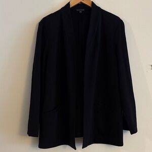 Eileen Fisher Open Stretch Blazer Jacket Size XL in Solid Black